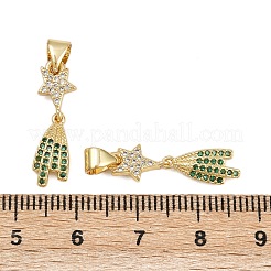 真鍮製マイクロパヴェキュービックジルコニアペンダント  スター  16KGP本金メッキ  22x6.5x2mm  穴：4.5x3.5mm&nbsp;KK-C132-19G