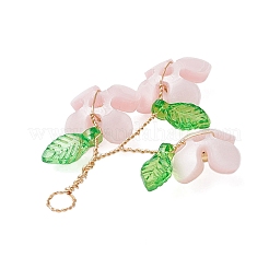 アクリルと銅線のペンダントが付いたプラスチック  花  パールピンク  40~42x30~35x6~7mm  穴：3mm&nbsp;PALLOY-JF03601-04