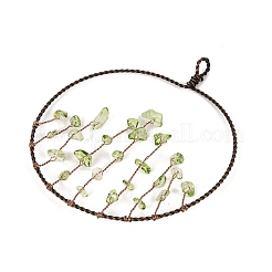 Natural Green Aventurine Chip Copper Wire Wrapped Big Pendants&nbsp;HJEW-K046-01R-01