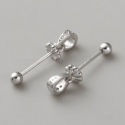 スターリングシルバーラインストーンペンダントベイル925個  ラウンド  プラチナ  16x5mm  穴：2.5x3.5mm&nbsp;FIND-WH0433-81A-P