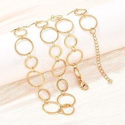304ステンレススチール製8mmと12mmのリングリンクチェーンネックレス  イオンプレーティング（ip）  ゴールドカラー  17.68インチ（44.9cm）&nbsp;NJEW-P343-02B-G