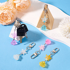 5Pcs Starfish Octopus Resin Pendant Decorations&nbsp;HJEW-TAC0182