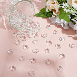 ガラス縫い付けラインストーン80個  多面カット  八角形  透明  14x14x7~7.5mm  穴：1.5mm&nbsp;GLAA-ME0001-15C