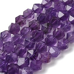 天然石アメジストビーズ連売り  スターカットラウンドビーズ  多面カット  7~8x7~8x7~8mm  穴：1mm  約46~47個/連  14.72''~15''（37.4~38.1センチメートル）&nbsp;G-Z119-A40-02