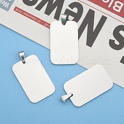 変色防止長方形タグペンダント  ステンレスペンダント201個  ステンレス鋼色  40x25x1.5mm  穴：4~5.5x8.5~10mm&nbsp;STAS-H061-04