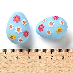 イースターの日のシリコンビーズ  イースターエッグ  焦点ビーズ  ライトスカイブルー  27x20x18.5mm  穴：3mm&nbsp;SIL-S011-01A
