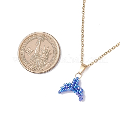 MIYUKI Delica Beads Beaded Mermaid Tail Pendant 304 Stainless Steel Cable Chain Necklaces for Women&nbsp;NJEW-MZ00130-05