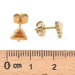 304ステンレススチールスタッドピアス  ゴールドカラー  ツリー  8.5x7mm&nbsp;EJEW-I321-01G-01