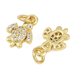 Brass Micro Pave Clear Cubic Zirconia Pendants&nbsp;KK-D218-20G-02
