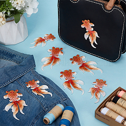4セット2スタイルのコンピューター刺繍布縫い付けパッチ  マスクと衣装のアクセサリー  アップリケ  金魚  サンゴ  81~98x45~53mm  2個/セット  2セット/スタイル&nbsp;PATC-FG0002-53C