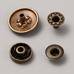 合金スナップボタン  綿パッデッド服コートダウンジャケットバックル  花付きフラットラウンド  アンティークブロンズ  17x8mm  4個/セット&nbsp;FIND-WH0421-74J