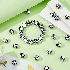 35Pcs Round with Tartan Pattern Good Grade Silicone Focal Beads&nbsp;SIL-HS0001-11