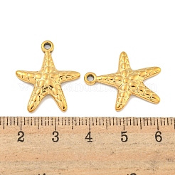 イオンプレーティング（IP）304ステンレスペンダント  ヒトデチャーム  18KGP本金メッキ  23x20x3mm  穴：2mm&nbsp;STAS-P365-10G