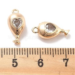 ラックメッキ真鍮チャーム  ガラスと  多面カット  長持ちメッキ  心の涙  18KGP本金メッキ  15x7x5.5mm  穴：1.2mm&nbsp;KK-M102-19G-A