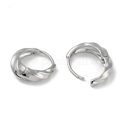 女性用ウェーブ真鍮フープピアス  プラチナメッキ  13x4.5mm&nbsp;EJEW-L292-017P