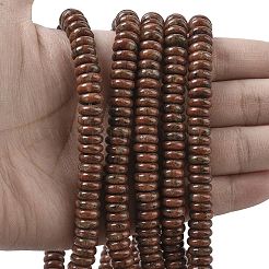 ナチュラルレッドセサミジャスパービーズ連売り  ディスク  8x3mm  穴：1.4mm  約125個/連  15.28''（38.8センチメートル）&nbsp;G-G329-A04-3x8mm
