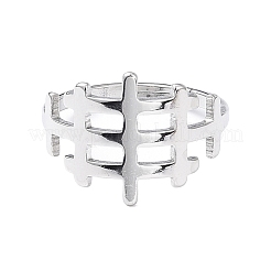 Non-Tarnish 304 Stainless Steel Hollow Out Rectangle Adjustable Ring for Women&nbsp;RJEW-I097-04P