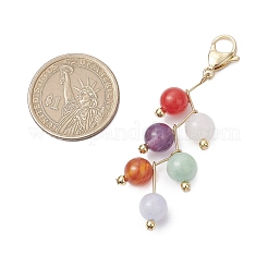 Round Natural Amethyst & Quartz & Malaysia Jade & Carnelian & White Jade Pendant Decorations&nbsp;HJEW-JM02693