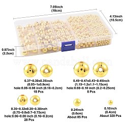 1377個 5スタイル ABSプラスチックビーズ  穴なし/ドリルなし  ラウンド  黄金メッキ  4~12mm&nbsp;OACR-FS0002-43