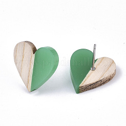 Transparent Resin & Wood Stud Earrings&nbsp;LS-EJEW-N017-002A-D02