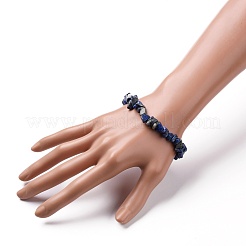 ナチュラルラピスラズリチップビーズストレッチブレスレット  内径：2-3/8インチ（6cm）  ビーズ：5~15mm&nbsp;BJEW-JB05765-06