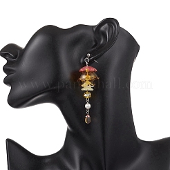 Jellyfish 304 Stainless Steel Shell Pearl Dangle Stud Earrings&nbsp;EJEW-TA00773-03
