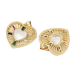 Brass Micro Pave Cubic Zirconia Pendants&nbsp;KK-S526-07G-A