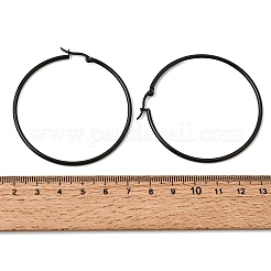 201 ステンレススチールフープピアス  304ステンレスピン付き  PVD真空メッキ  ブラック  55.5x53x2mm&nbsp;SA-CBA4A0D-16EB-C