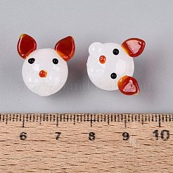 手作りランプワークビーズ  犬  ファイヤーブリック  16~18x16~22x15~17mm  穴：0.9~2mm&nbsp;LAMP-Q039-11C