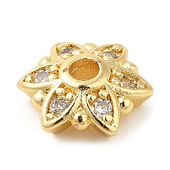 Rack Plating Brass Micro Pave Cubic Zirconia Bead Caps&nbsp;KK-M248-10G