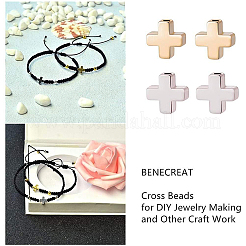 真鍮ビーズ  クロス  プラチナ·ゴールデン  8x8x3mm  穴：1.4mm  20個/セット&nbsp;KK-BC0005-07