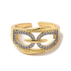 Rack Plating Brass Micro Pave Clear Cubic Zirconia Cuff Rings for Women&nbsp;RJEW-G325-13D-GP