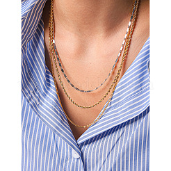 Duo Tone 304 Stainless Steel 3 Layer Chain Necklaces for Women&nbsp;WG941EA-01