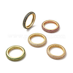 Brass Micro Pave Cubic Zirconia Finger Rings&nbsp;RJEW-P166-10G