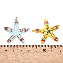 プリントされた304ステンレススチールペンダント  ヒトデのチャーム  ミックスカラー  ゴールドカラー  37x35.5x3mm  穴：1.4mm&nbsp;SA-CBACE5A-01B-G