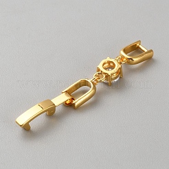 真鍮製時計バックル  ラインストーン付き  18KGP本金メッキ  32x5.5x4mm&nbsp;KK-WH0056-90G