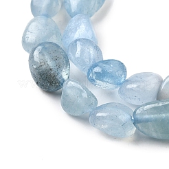 天然石アクアマリンビーズ連売り  ナゲット  6~8x6~8x3.5~7mm  穴：0.7mm  約45~48個/連  15.75''（40センチメートル）&nbsp;X-G-D0004-A02-04A