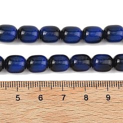 模造タイガーアイガラスビーズ連売り  バレル  ダークブルー  9.5x8mm  穴：1mm  約79個/連  29.53''（75センチメートル）&nbsp;X-GLAA-H040-02A