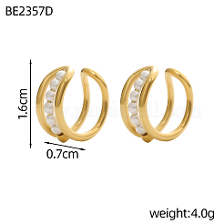 304 Stainless Steel & Shell Pearl Cuff Earrings for Women&nbsp;STAS-OY016-05G