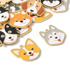 18個9スタイルアロイエナメルペンダント  犬チャーム  ゴールドカラー  ミックスカラー  24~26x24~27x1.5mm  穴：1.6~1.8mm  2個/スタイル&nbsp;ENAM-FS0003-63
