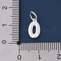 ナンバーシリーズ 925 スターリングシルバーチャーム  スタンプ925個と丸カン付き  銀色のメッキ  ゼロ  10.5x6x1.5mm&nbsp;LS-STER-Q002-01A
