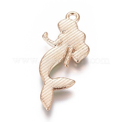 合金ペンダント  エナメル  人魚  ライトゴールド  シエナ  29x13x2mm  穴：1.4mm&nbsp;LS-PALLOY-I166-05KCG-D