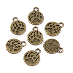 合金ペンダント  足の丸いフラットラウンド  アンティークブロンズ  18.5x14.5x1.5mm  穴：3mm&nbsp;LS-FIND-WH0147-13AB