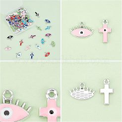 64Pcs 16 Style CCB Plastic Enamel Pendants&nbsp;CCB-FH0001-08