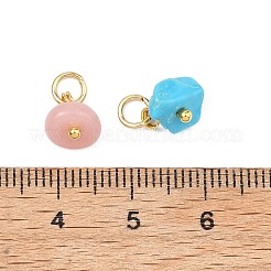 15個の天然および合成宝石用原石のペンダント  チップチャーム  304ステンレススチール製丸カン付き  ゴールドカラー  8~8.5x7.5~9x6~9mm  穴：3.8mm&nbsp;PALLOY-JF05357-01