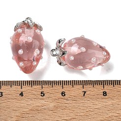 樹脂チャーム  ストロベリーチャーム  合金と  プラチナ  ミックスカラー  29x17.5x16mm  穴：1.5mm&nbsp;FIND-C096-A-01P