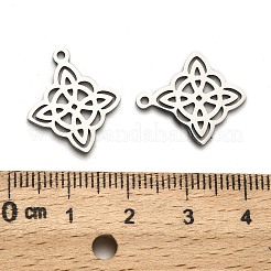 201 ステンレススチール菱形ペンダント  レーザー切断  ステンレス鋼色  19x16x1mm  穴：1.2mm&nbsp;STAS-R166-01P