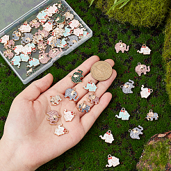60スタイルの合金エナメルと合金ラインストーンペンダント9個。  象  ミックスカラー  14~17x15.5~18.5x2.5~3mm  穴：1.8~2mm&nbsp;ENAM-PH0002-61