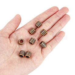 真鍮製ヨーロピアンビーズ  大穴ビーズ  コラム  アンティークブロンズ  8.5x8.5~9mm  穴：5.4mm  10個/箱&nbsp;KK-FH0006-51