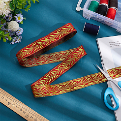 7M Ethnic Style Polyester Jacquard Leaf Ribbon&nbsp;OCOR-WH0085-59